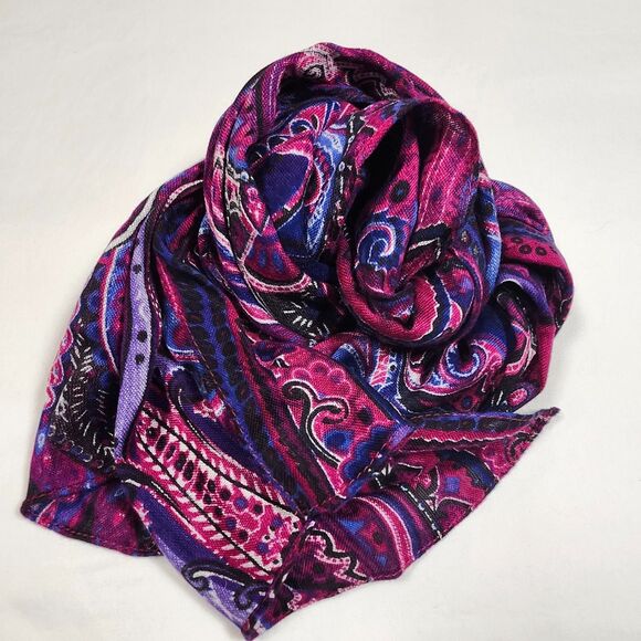 Chico's Accessories - Chico’s Magenta Purple Paisley Mendhi Scarf 36x17 Luxe Jewel Tone Old Money Boho